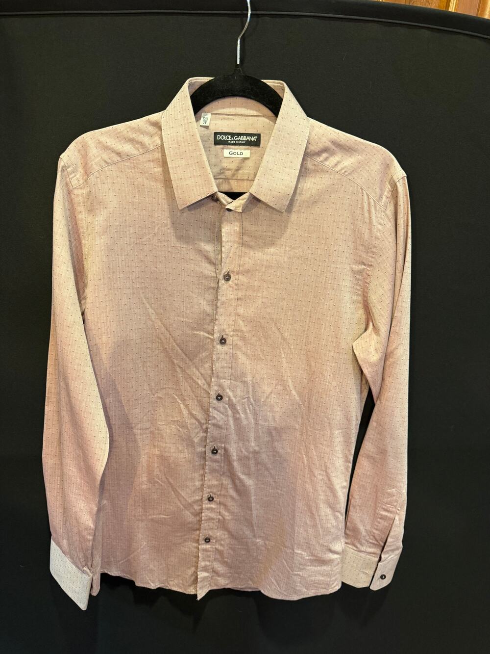 Dolce & Gabbana Pink Dot-Pattern Men's Dress Shirt